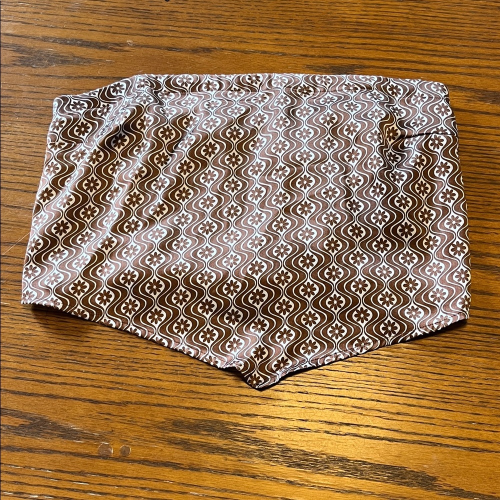 Hollister Brown and White Patterned Boho Strapless Triangle Halter Top M Medium